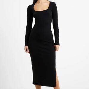 French Connection Babysoft Square Neck Midi Dress - Black Size XL